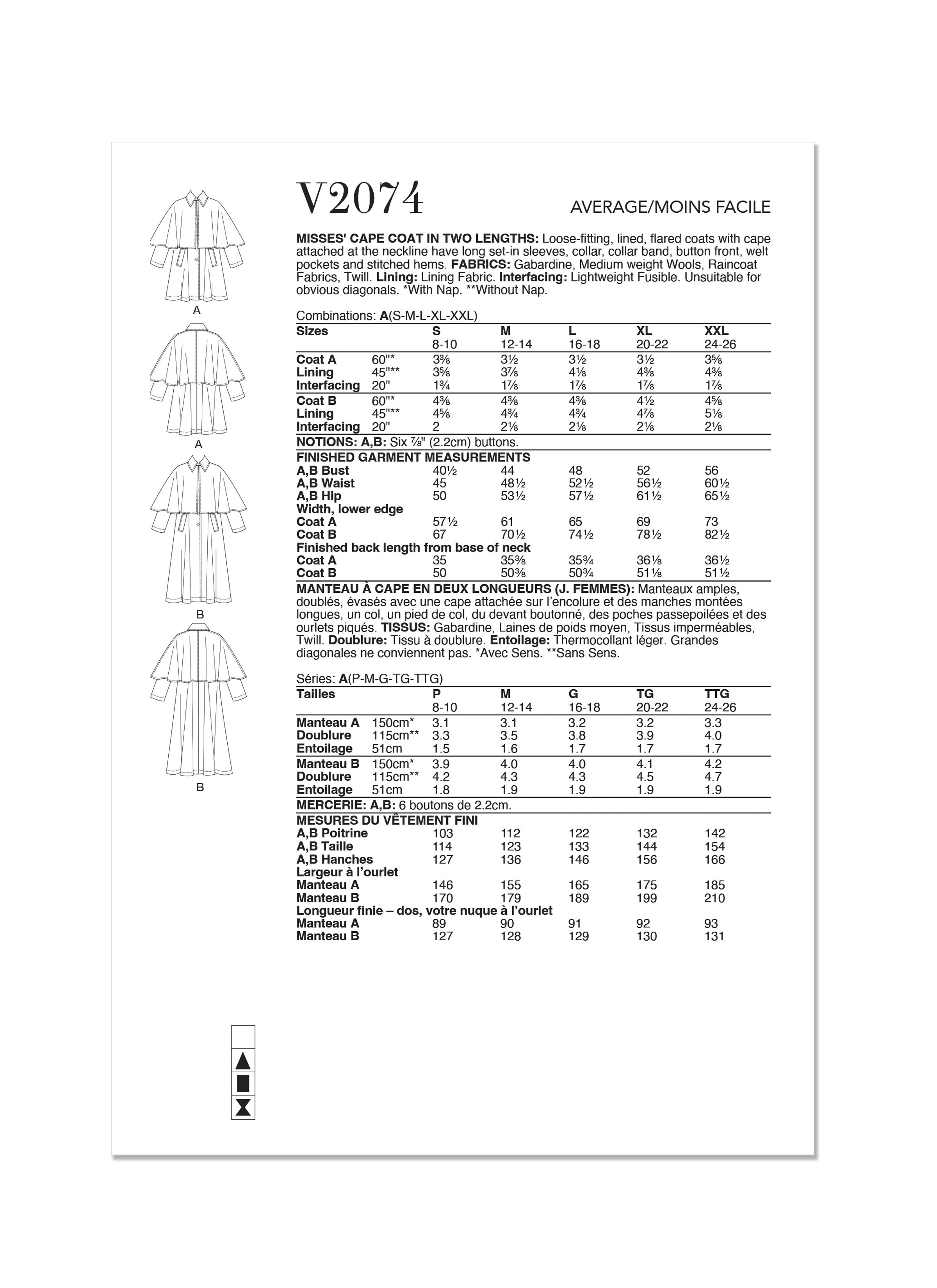 Vogue Cape Coats V2074