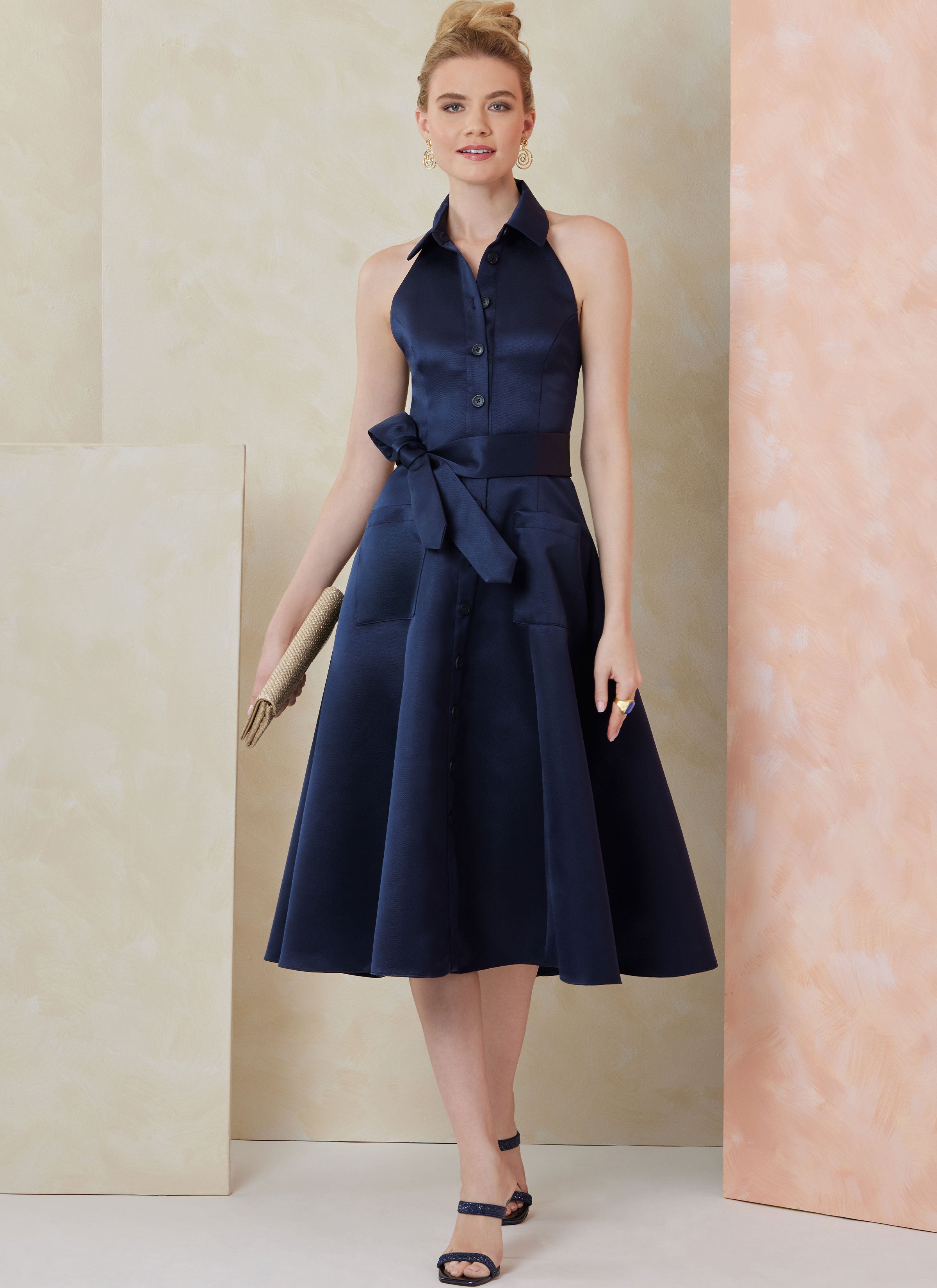 Vogue Dress and Tie Belt V2103