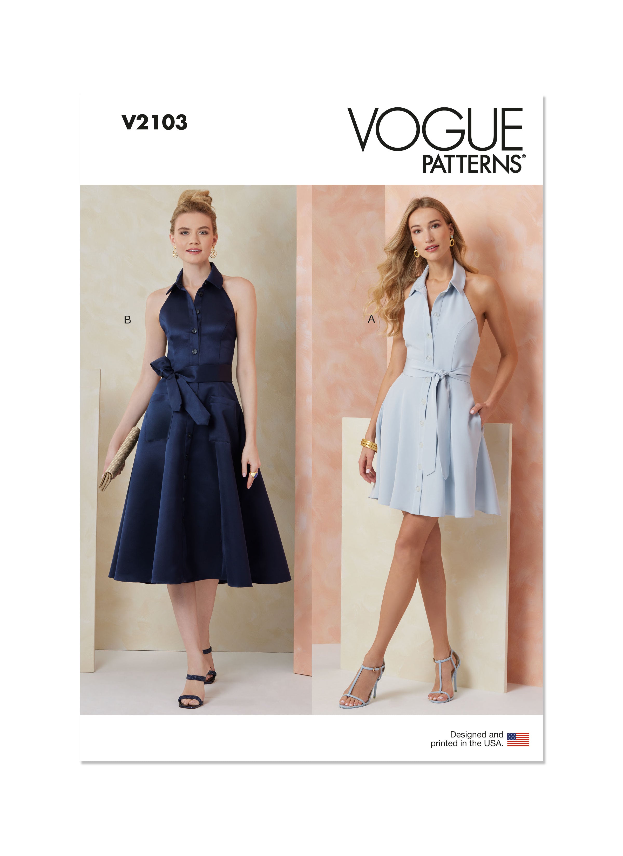 Vogue Dress and Tie Belt V2103