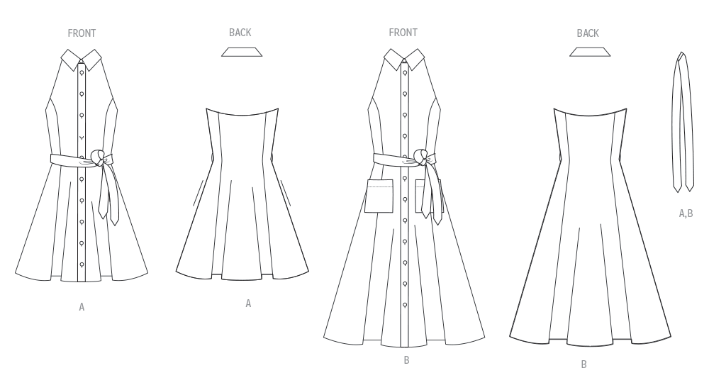 Vogue Dress and Tie Belt V2103