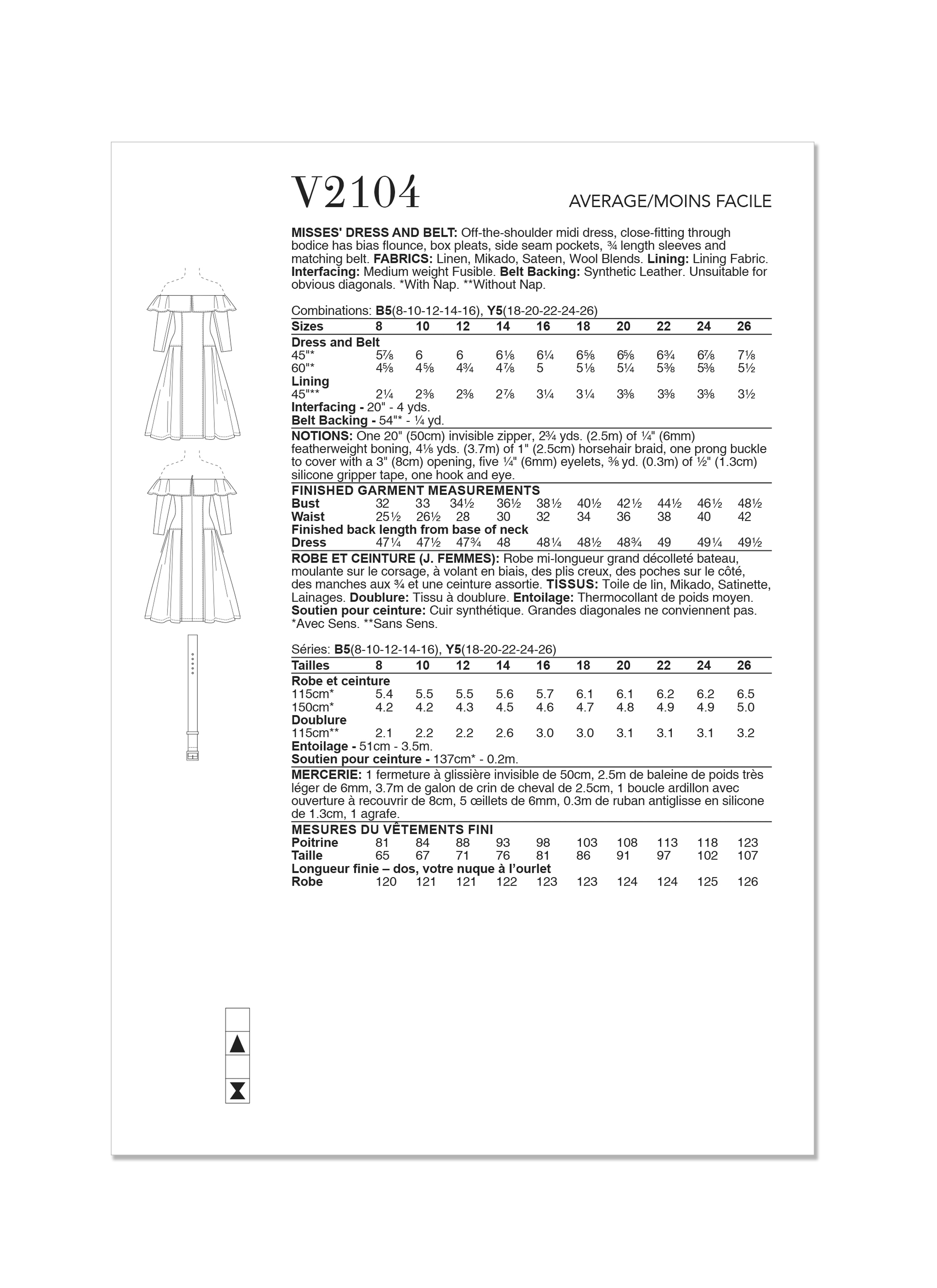 Vogue Dress and Belt V2104