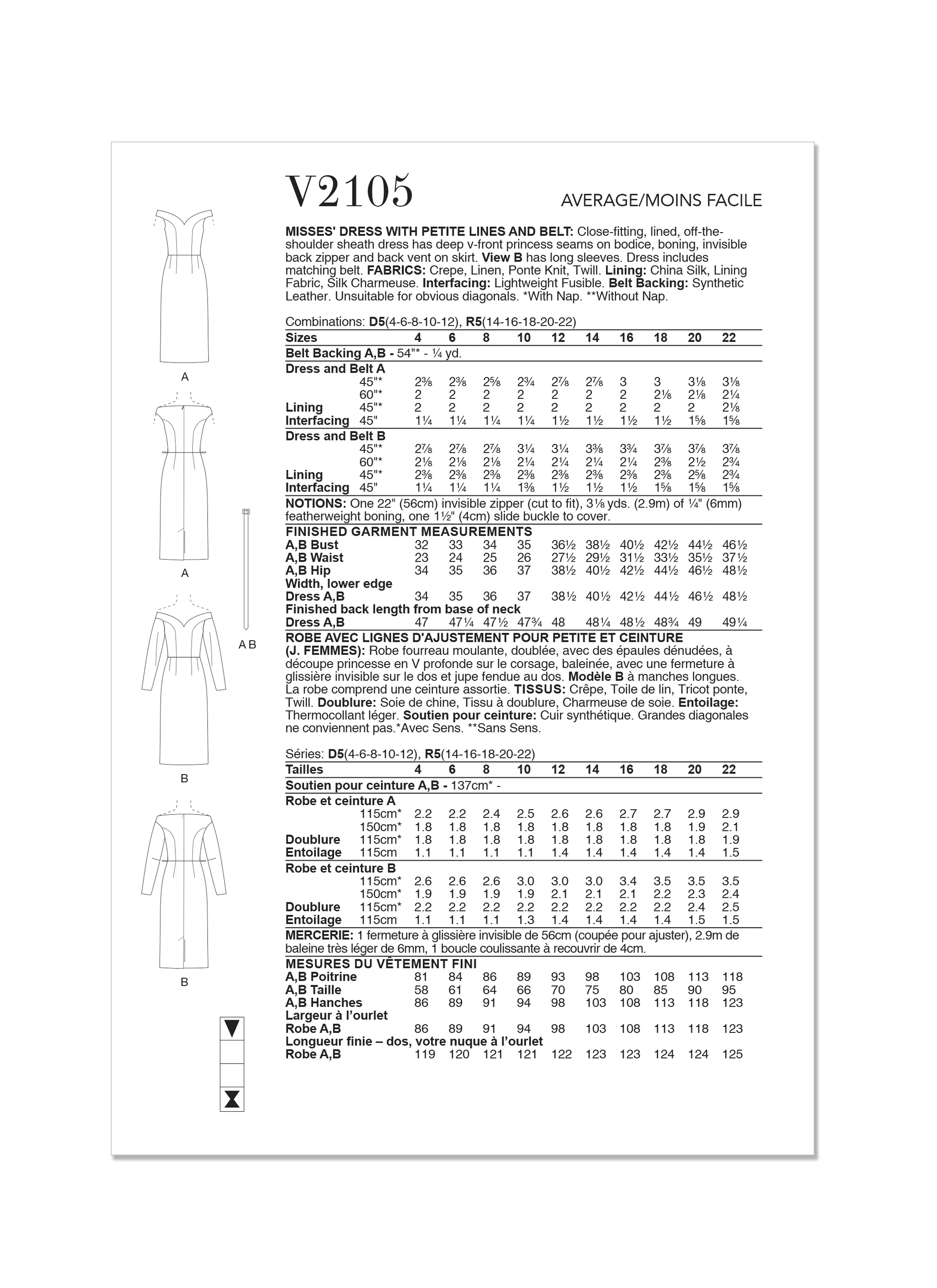 Vogue Dress and Belt V2105