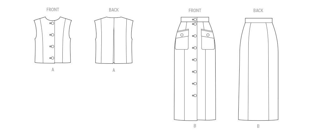 Vogue Top and Skirt V2118