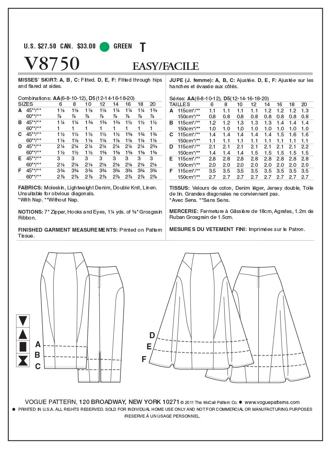 Vogue Skirt V8750