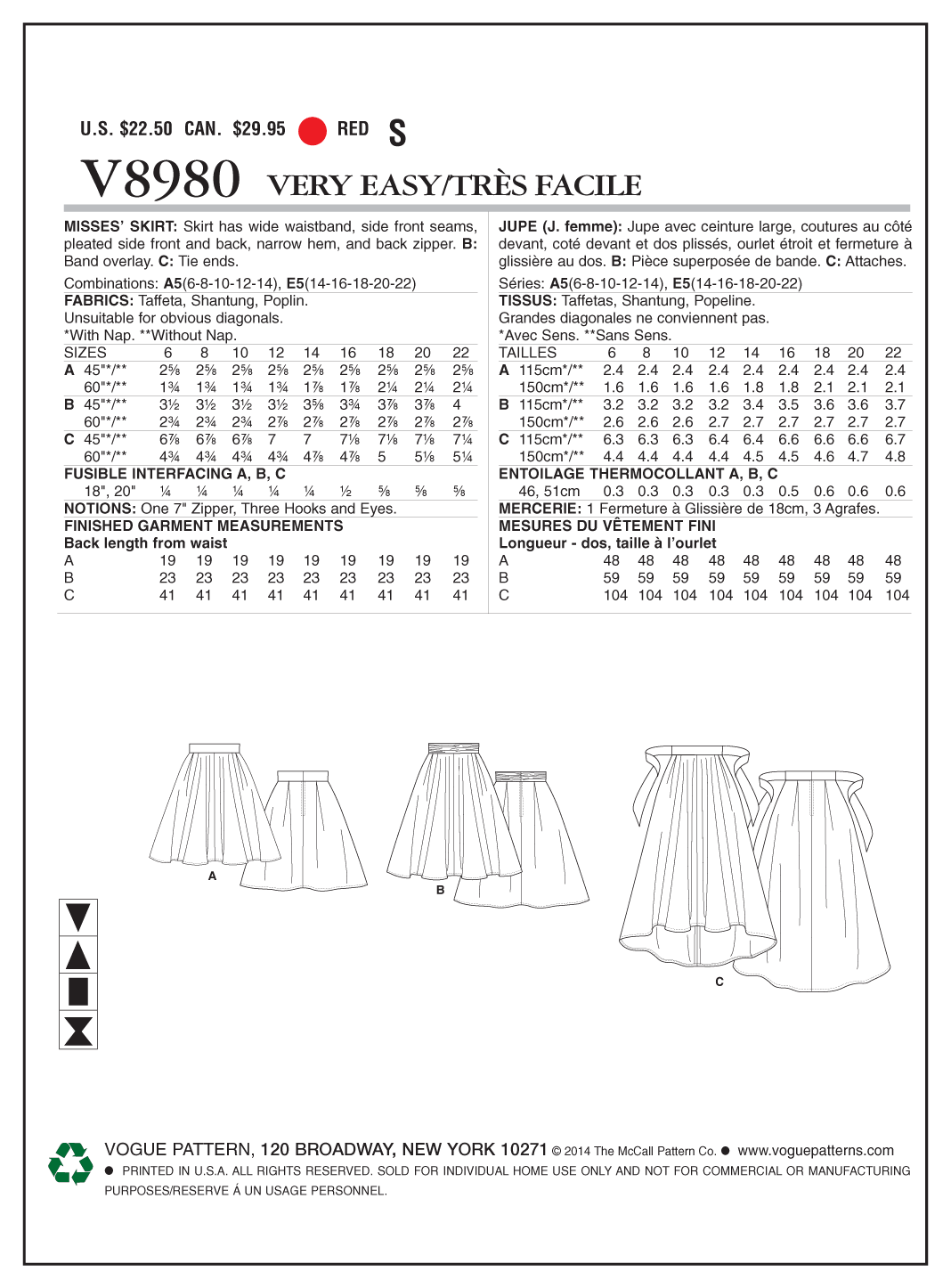 Vogue Skirt V8980