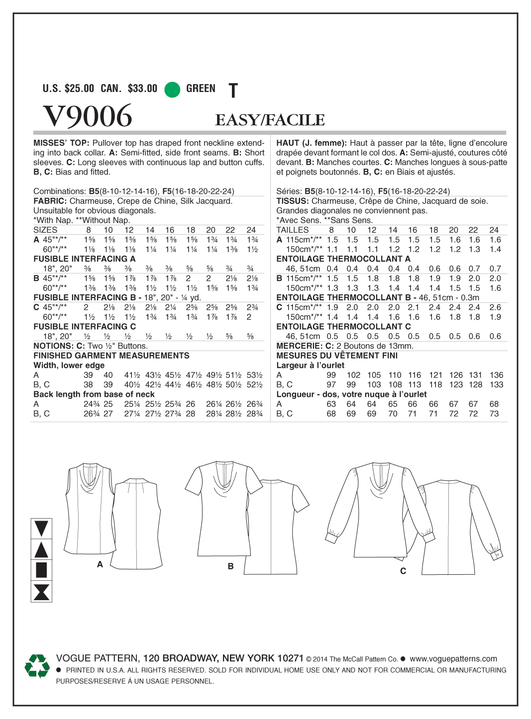 Vogue Top V9006