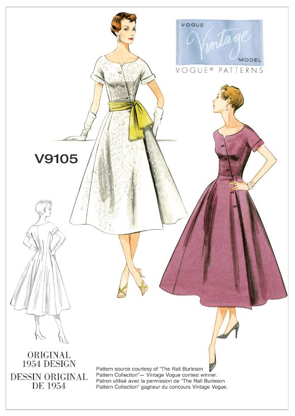 Vogue Vintage Dress and Sash V9105