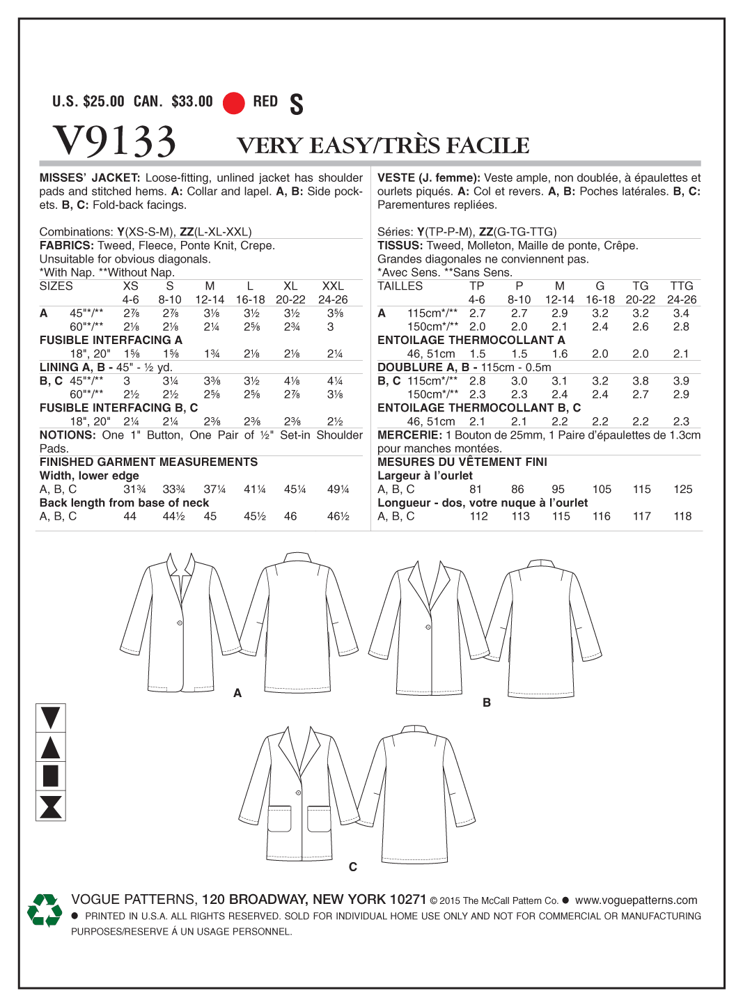 Vogue Jacket V9133