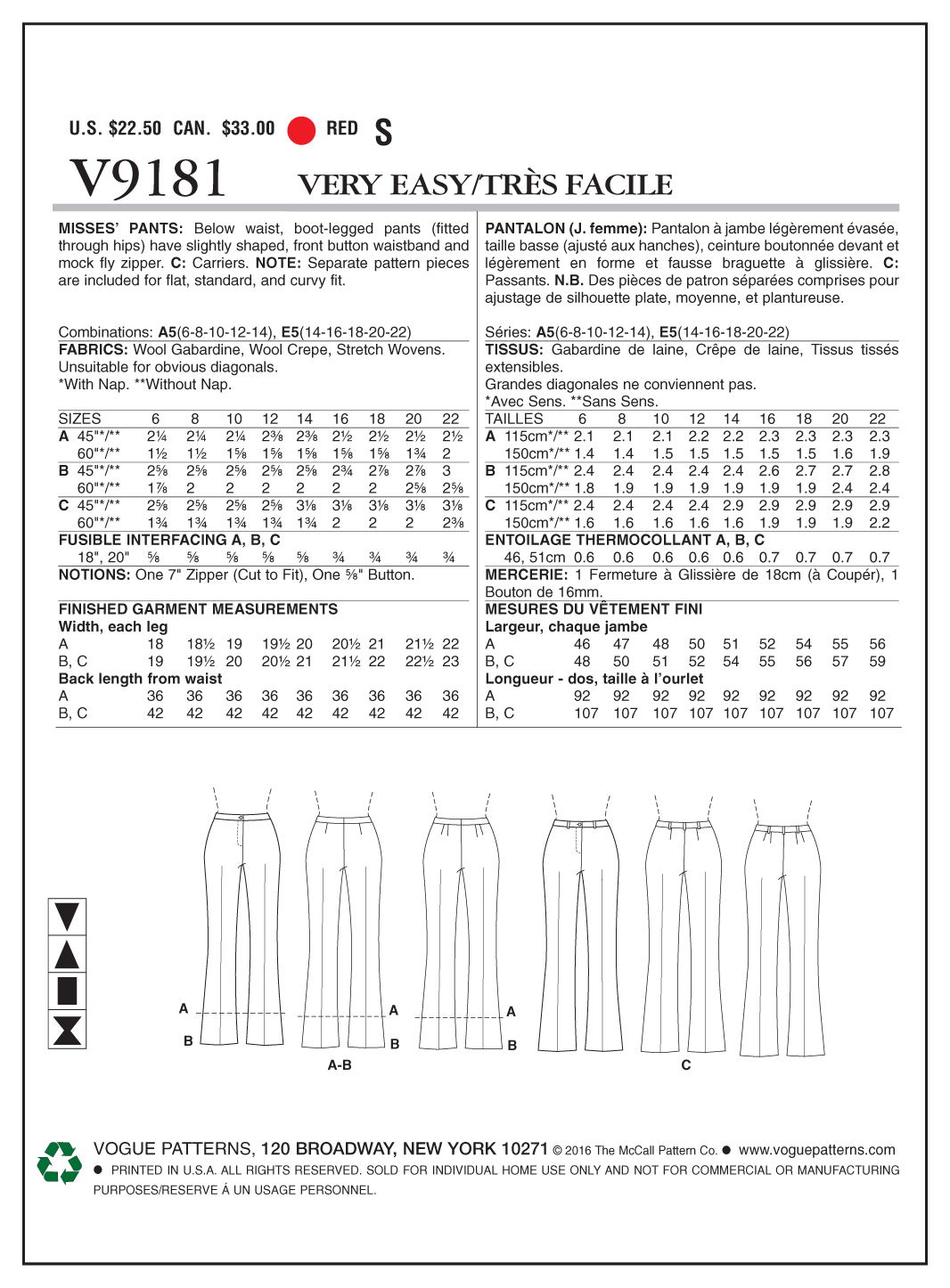 Vogue Trousers V9181