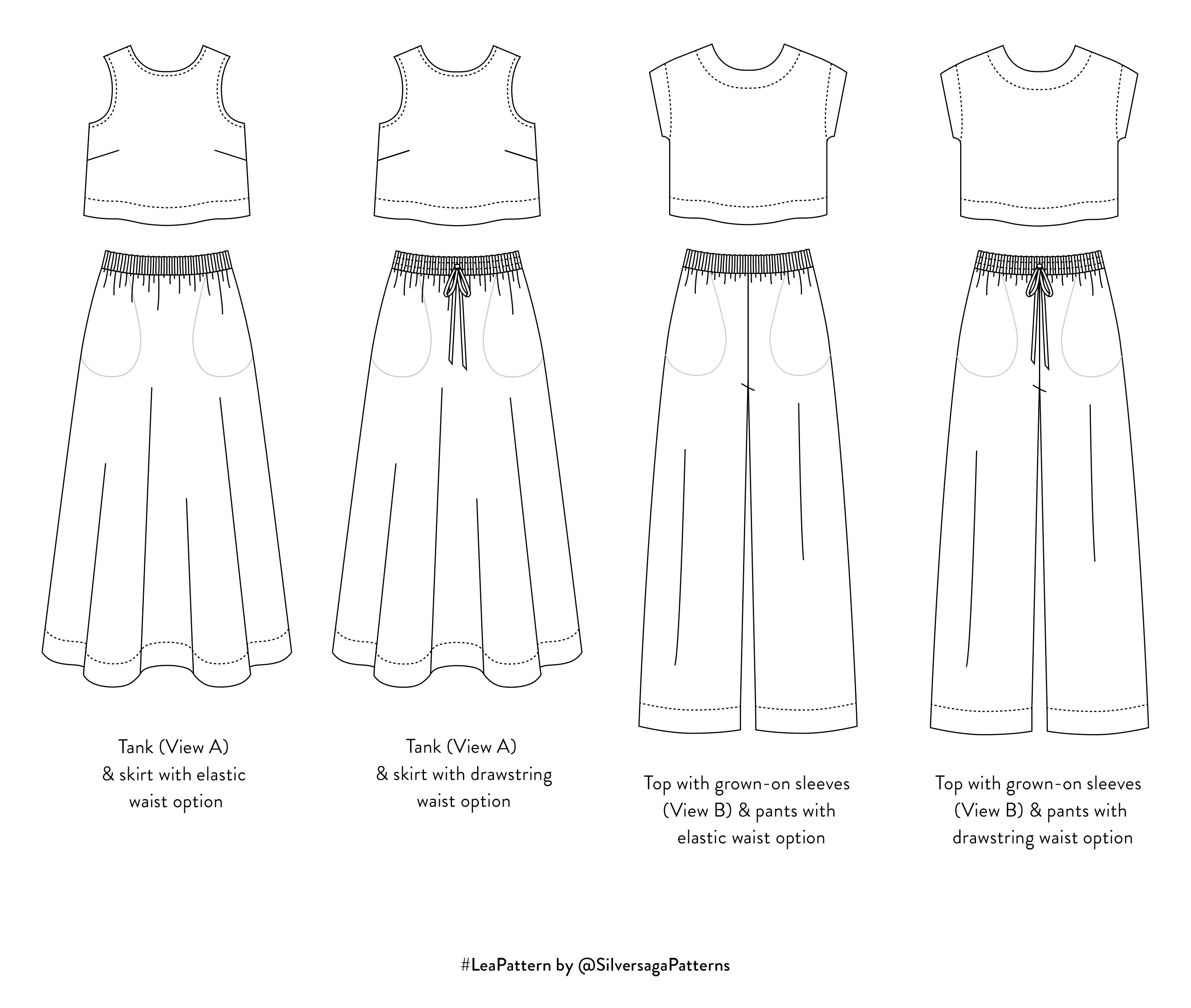 Silversaga Patterns Lea Tank, Top, Pants and Skirt