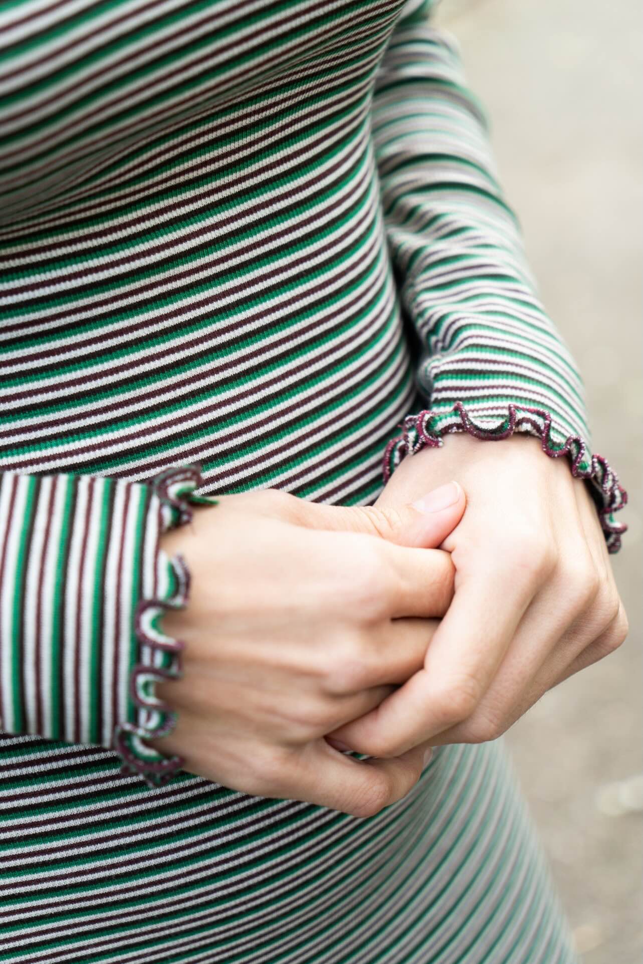 Puff and Pencil Wavy Hem Dress & Slim Sleeve