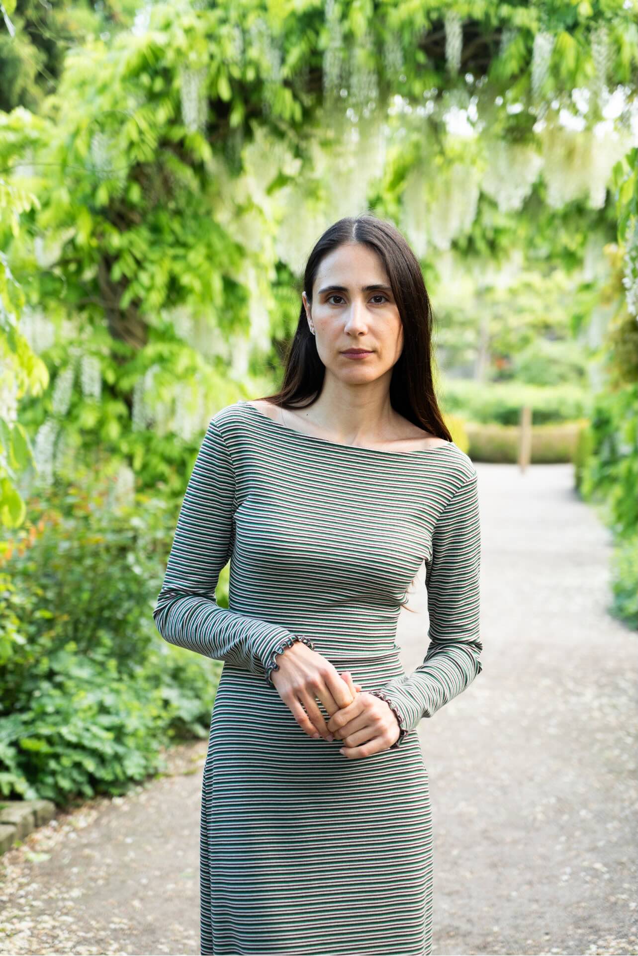 Puff and Pencil Wavy Hem Dress & Slim Sleeve