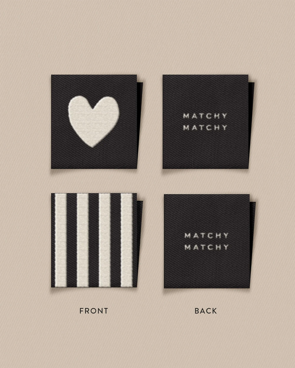 Matchy Matchy 'White Heart and Stripe Square' Labels