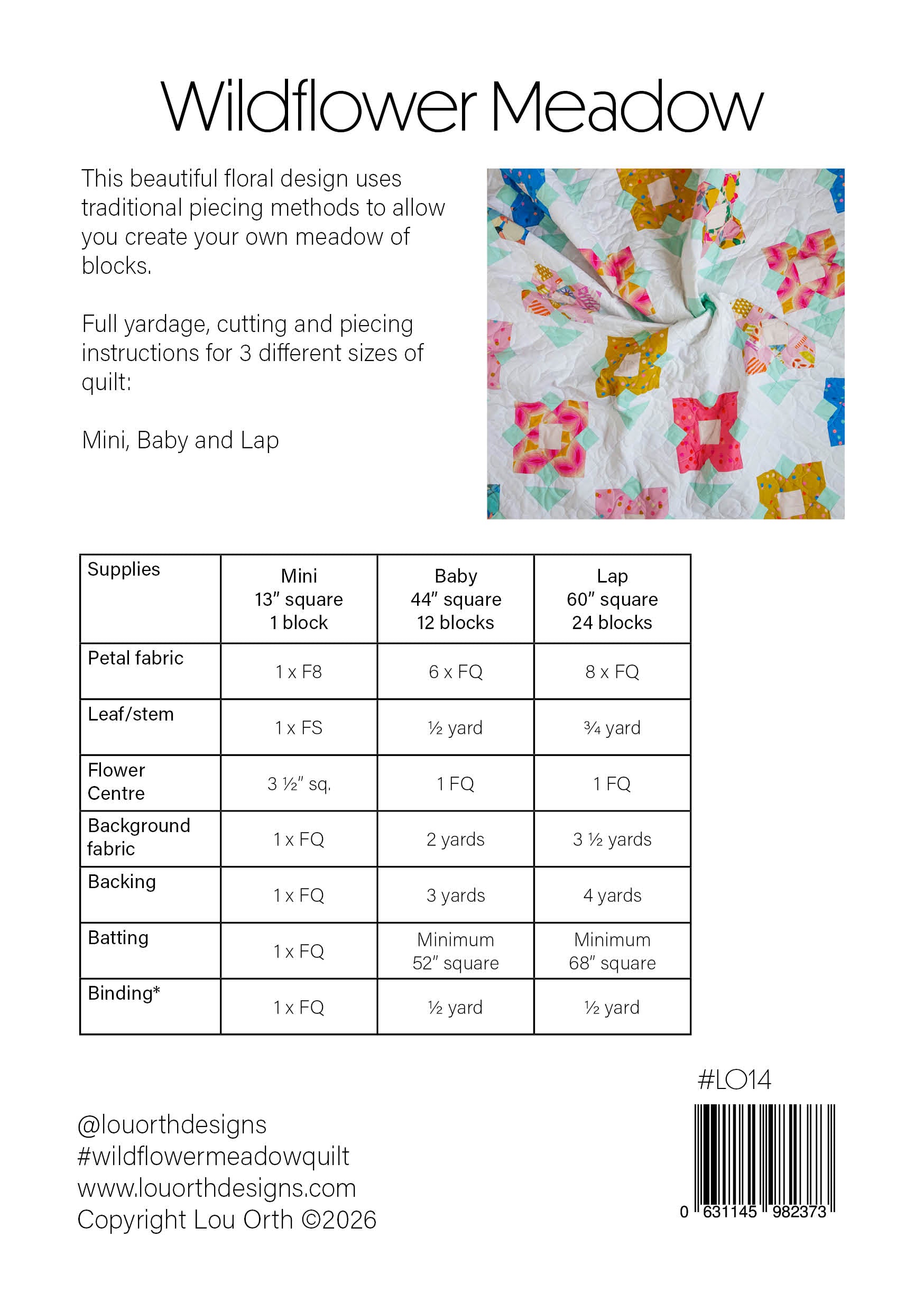 Lou Orth Designs Wildflower Meadow Quilt PDF