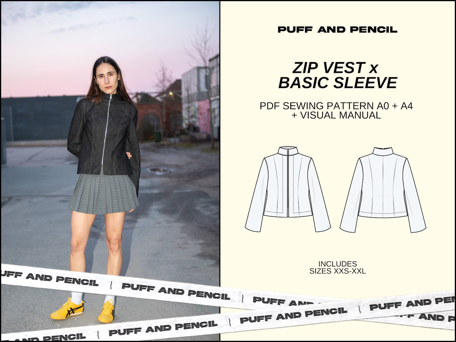 Puff and Pencil Zip Vest & Basic Sleeve