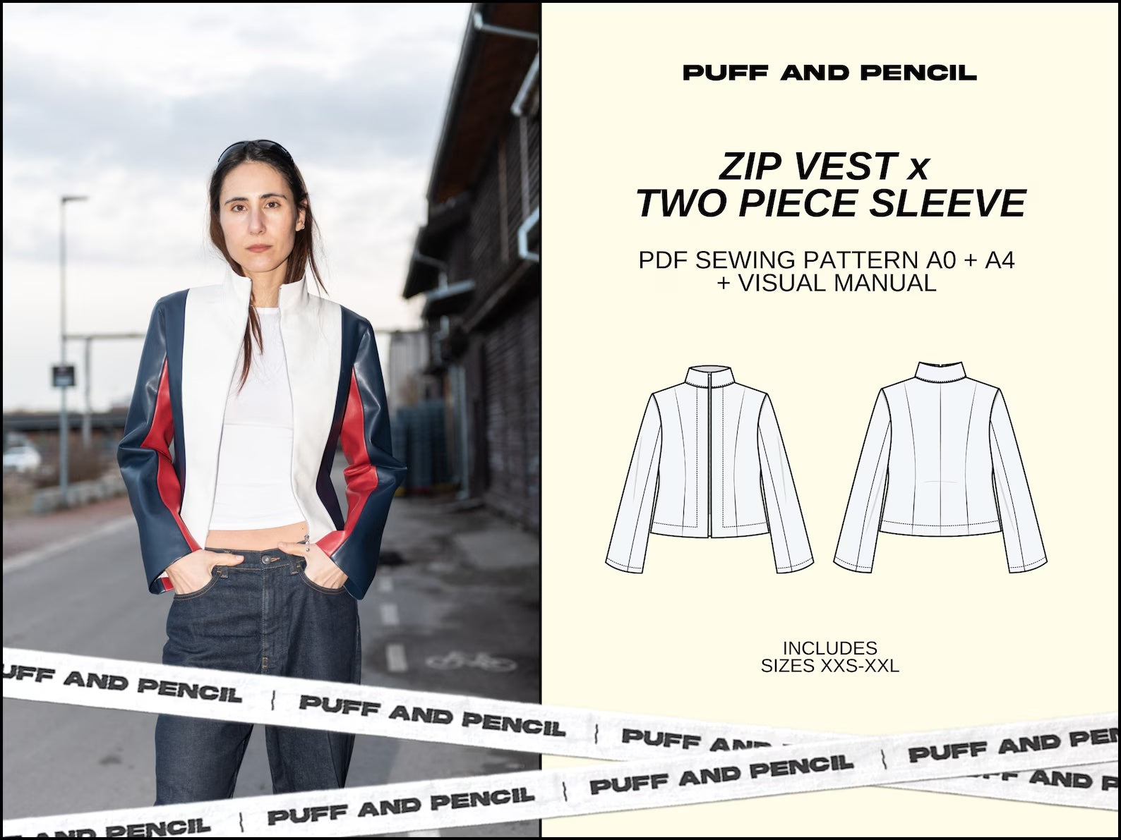 Puff and Pencil Zip Vest & Two Piece Sleeve