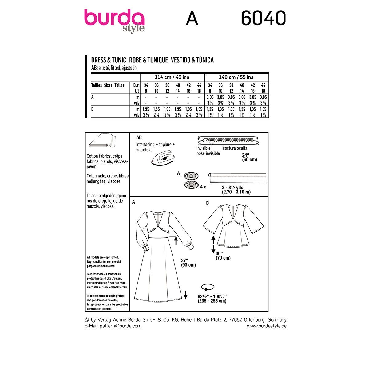 Burda Dress and Blouse 6040