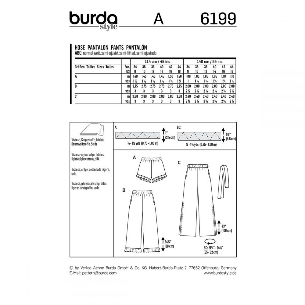 Burda Trousers and Shorts 6199