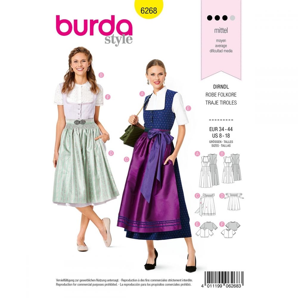 Burda Dirndl Dress, Blouse and Apron 6268