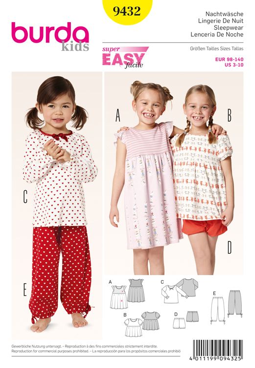 Burda Children's Nightwear 9432