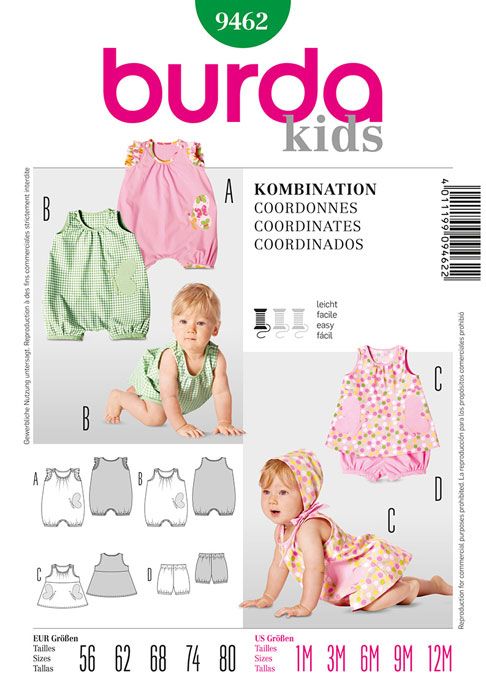 Burda Baby's Dress, Panties & Romper 9462