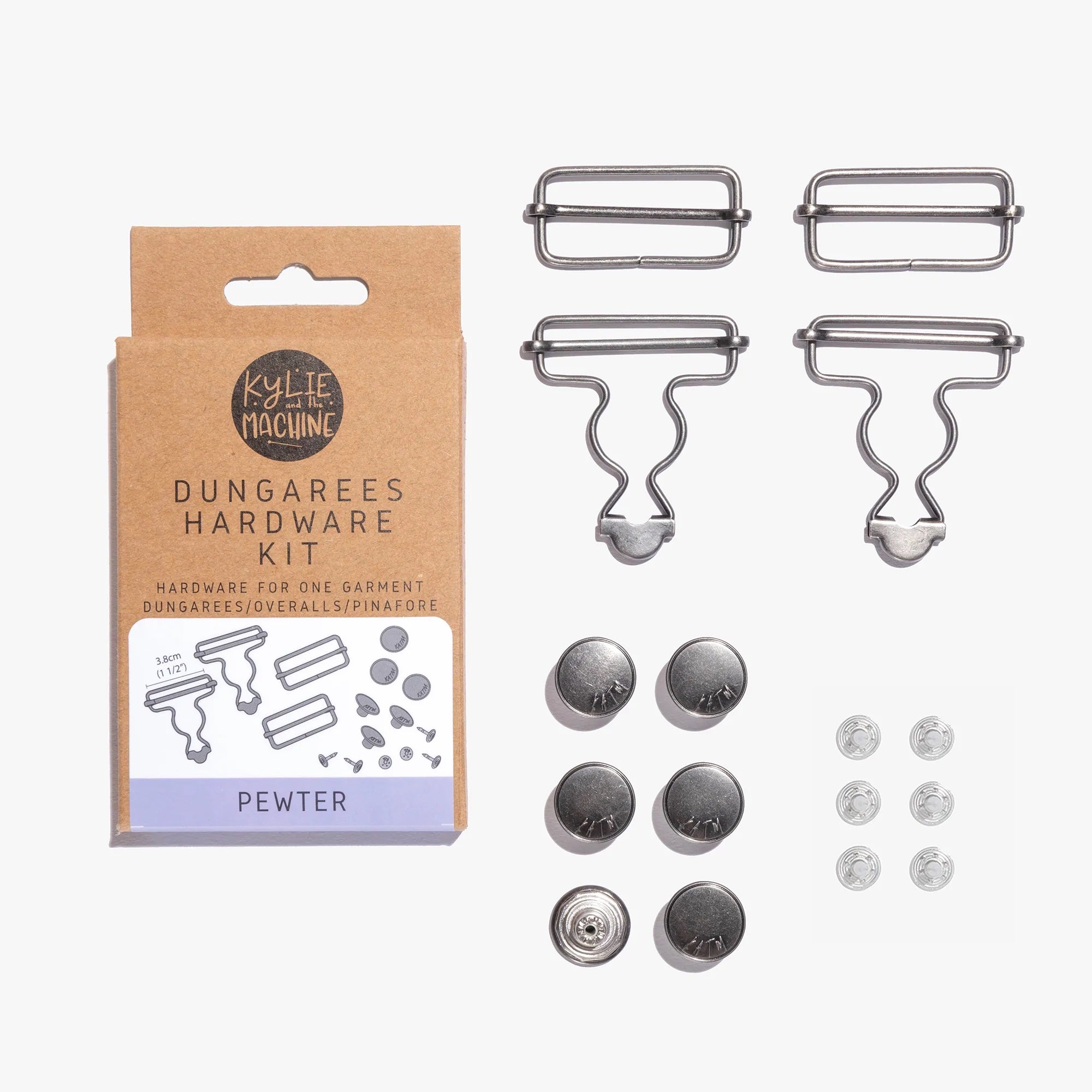 Dungarees / Overall Hardware Kit - Pewter - Kylie And The Machine Dungarees / Overall Hardware Kit - Pewter - Kylie And The Machine