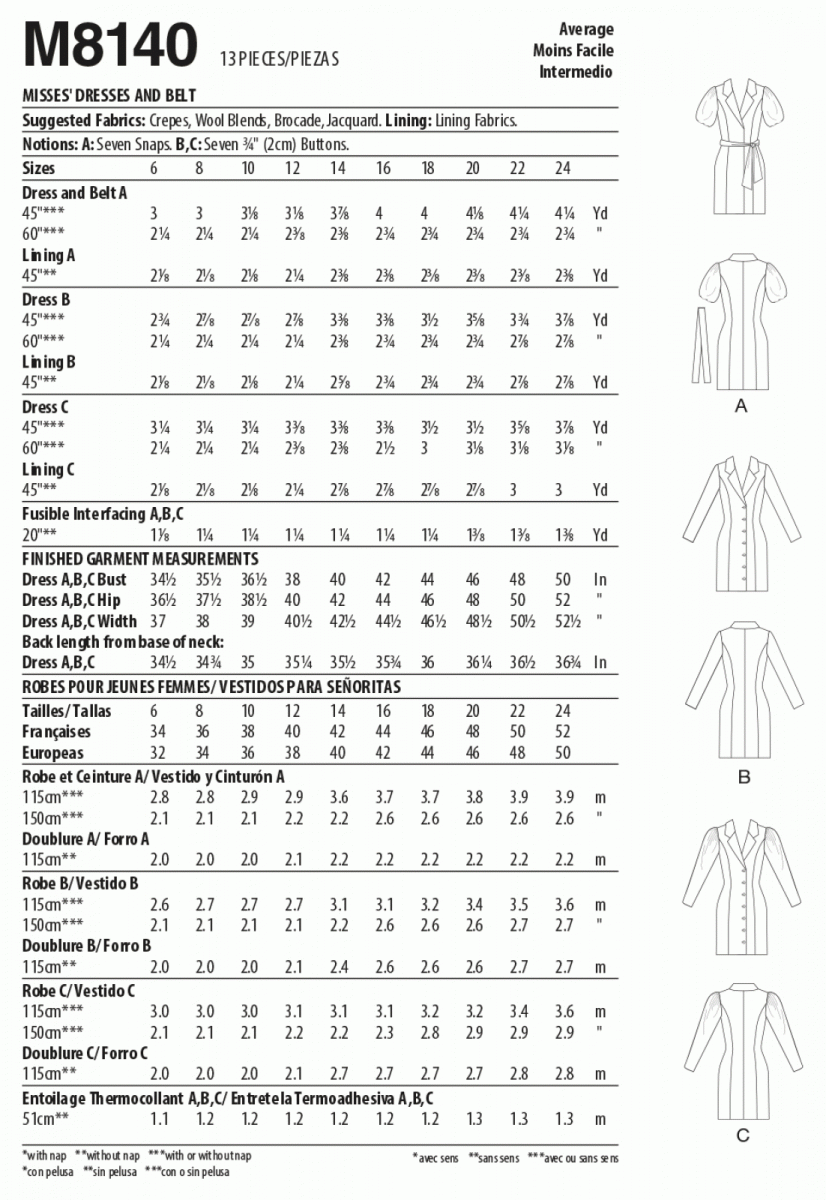 McCalls Dresses M8140