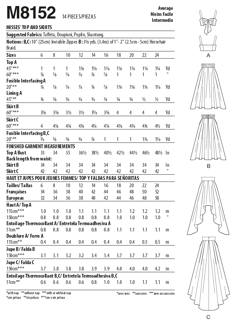 McCalls Top and Skirts M8152