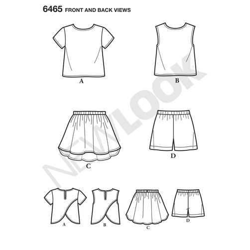 New Look Child Top, Skirt and Shorts N6465