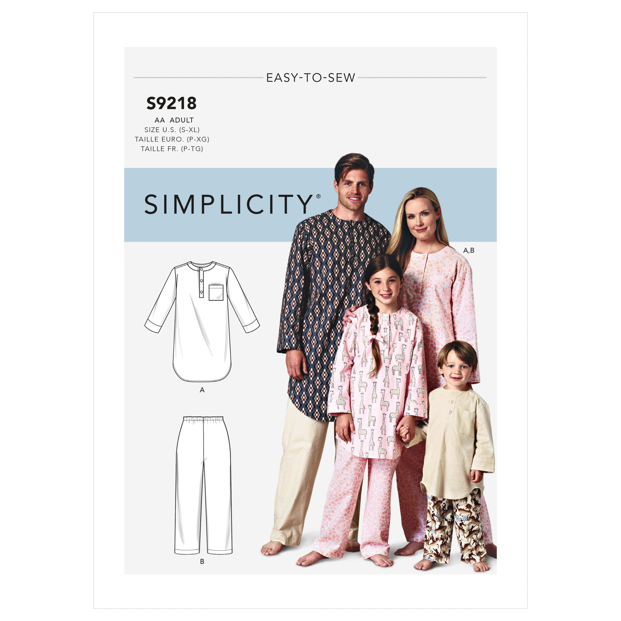 Simplicity Unisex/Child Loungewear S9218