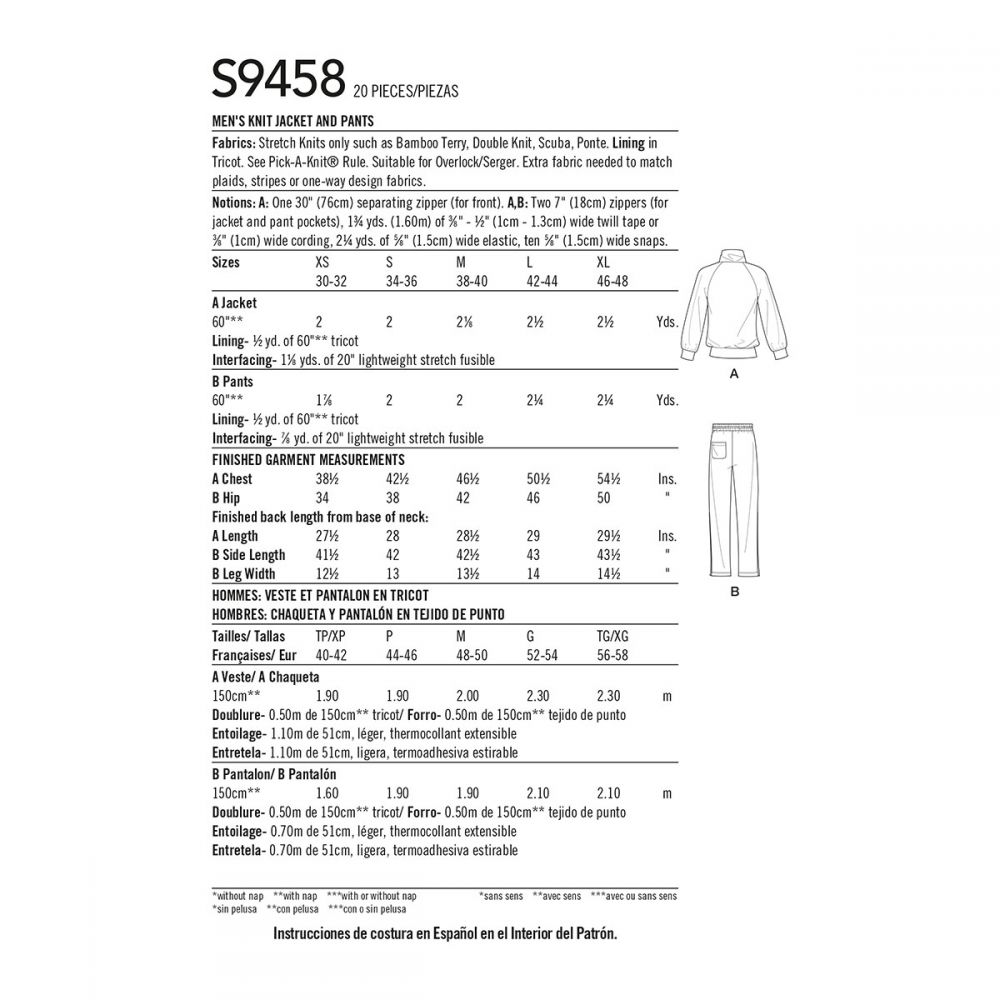 Simplicity Men's Knit Top and Trousers S9458