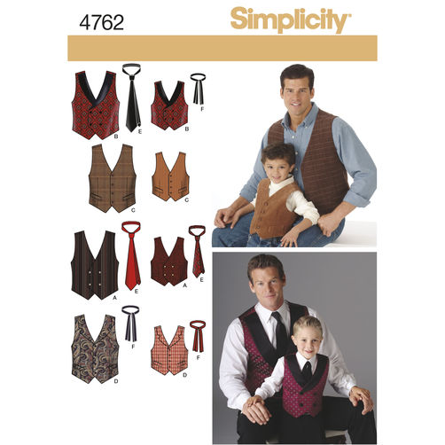 Simplicity Men/Boys Vests and Ties S4762