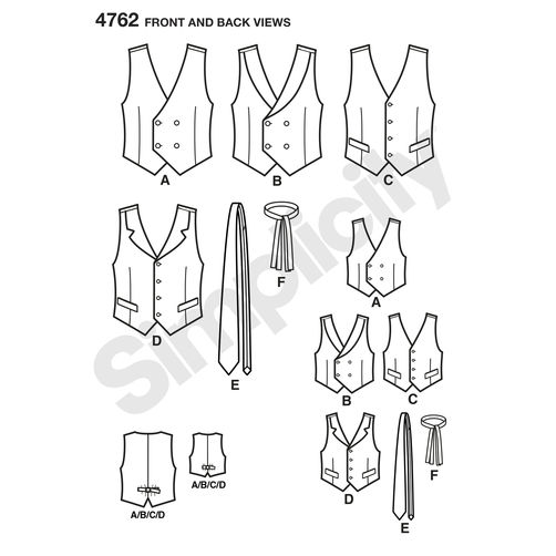 Simplicity Men/Boys Vests and Ties S4762