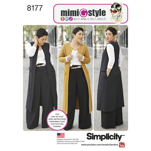 Simplicity Trouser, Coat, Vest and Top S8177