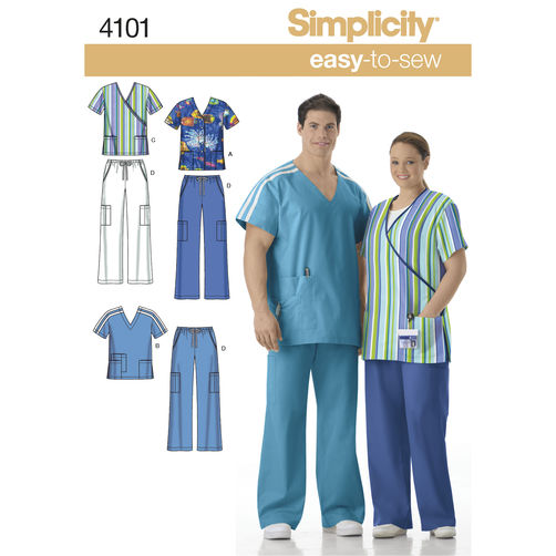Simplicity Women's and Men's Scrubs S4101