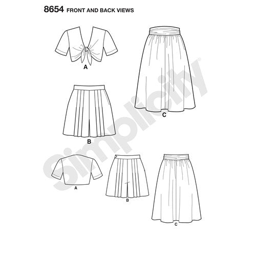 Simplicity Skirt, Shorts and Top S8654