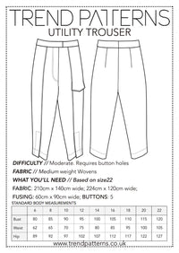 Trouser Pattern Types Trend Patterns TPC12 Utility Trouser β The Fold Line
