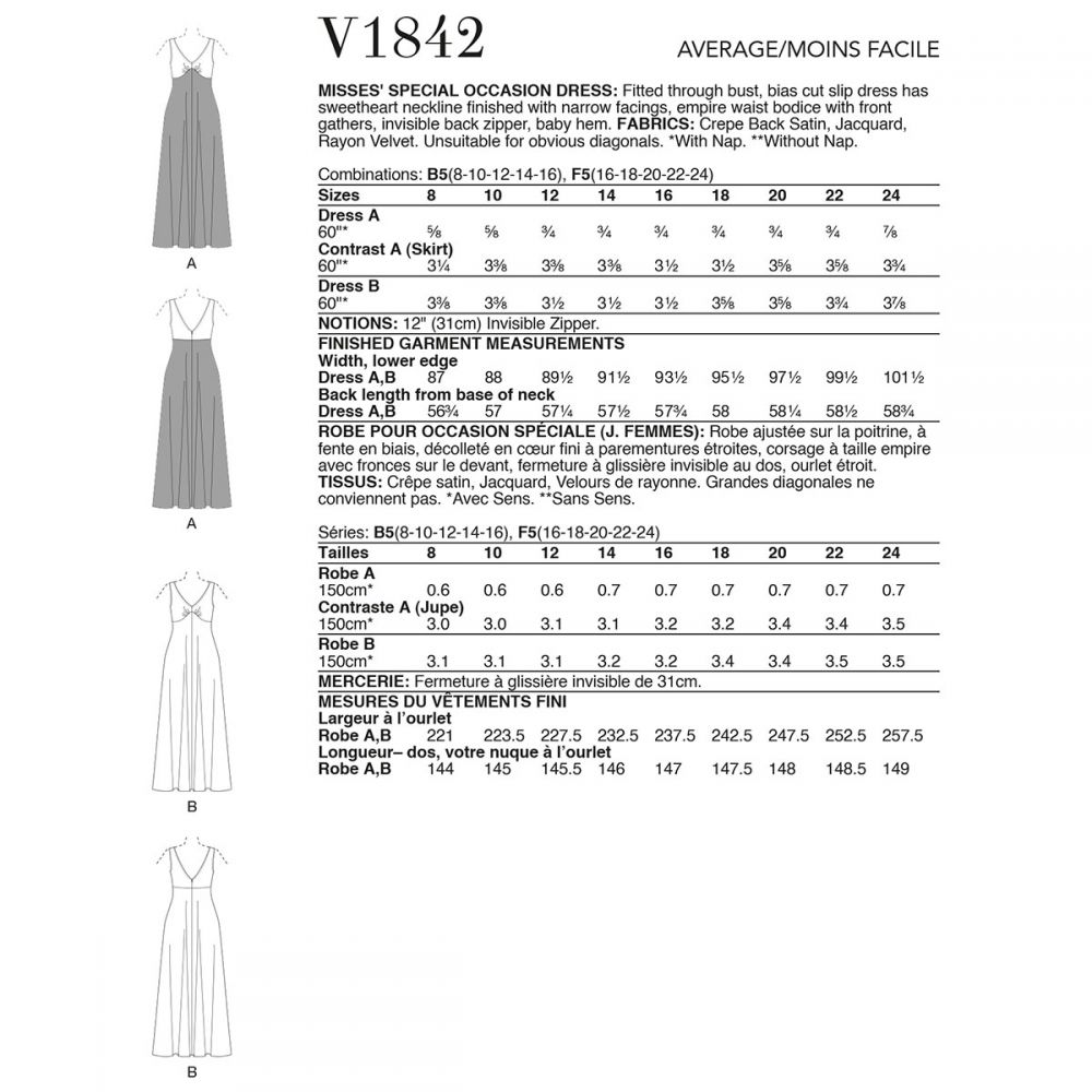 Vogue Special Occasion Dress V8142