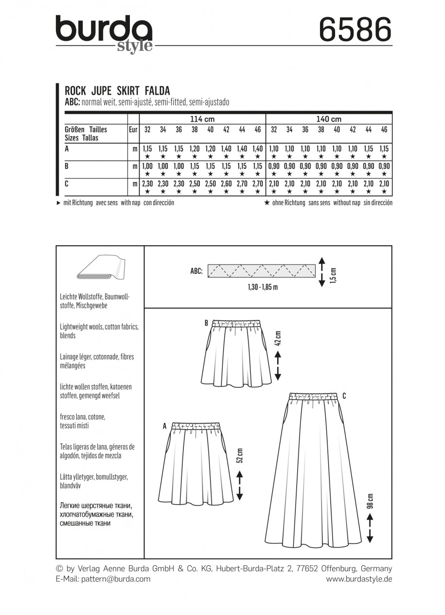 Burda Skirts 6586 - The Fold Line