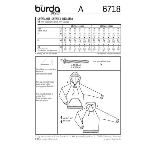 Burda Men's Pullover Hoodie 6718 - The Fold Line