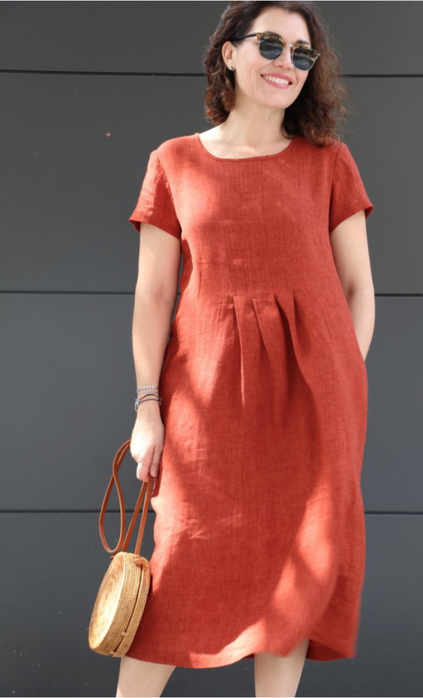 Buy the Milenda Dress sewing pattern from Tessuti Fabrics on The Fold Line.