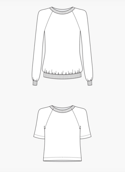 Buy the Linden Sweatshirt line drawing sewing pattern from Grainline Studio from The Fold Line