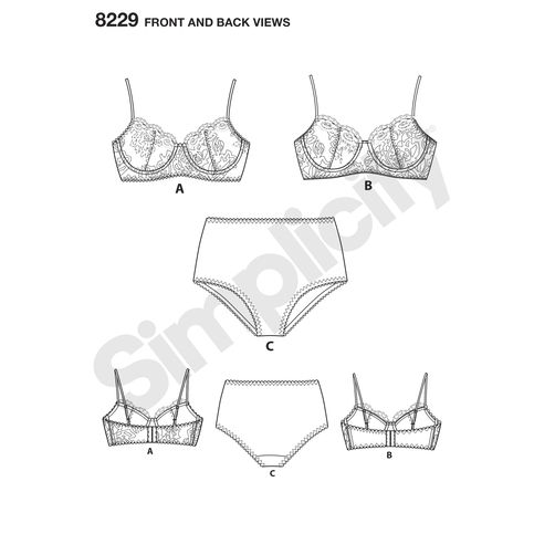 Simplicity Underwire Bra and Panties S8229 - The Fold Line