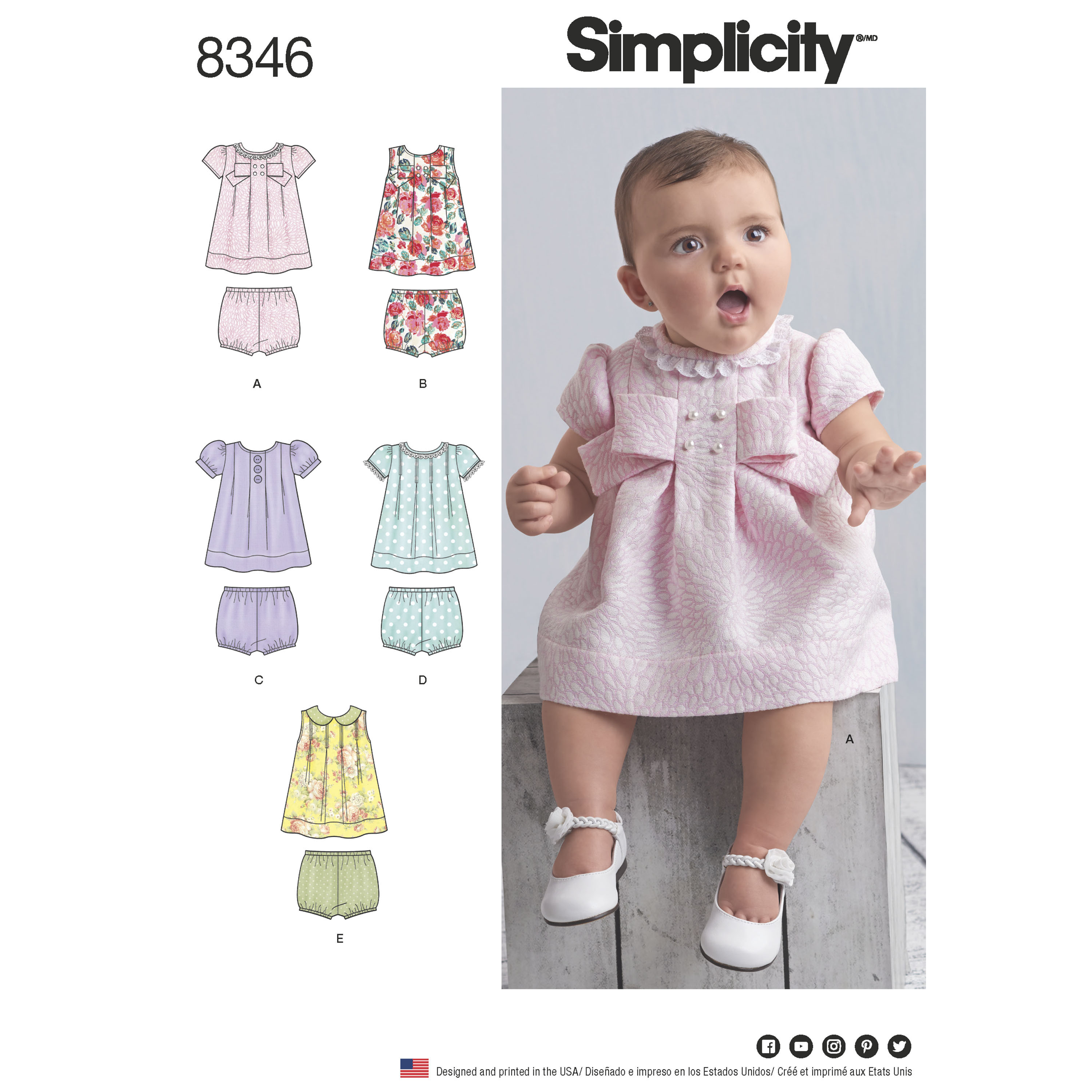 Simplicity 1205 sewing pattern babies baby dress panties