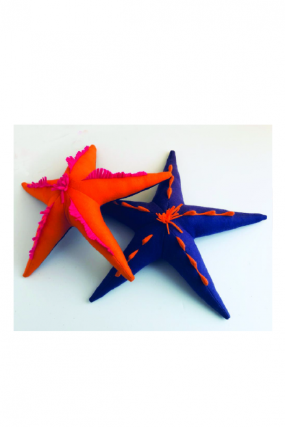 Starfish shaped toy, Starfish Soft Toy or Pin Cushion sewing pattern by Crafty Kooka. A soft toy pattern made in wool felt, cotton, linen, plush or minky fabrics.