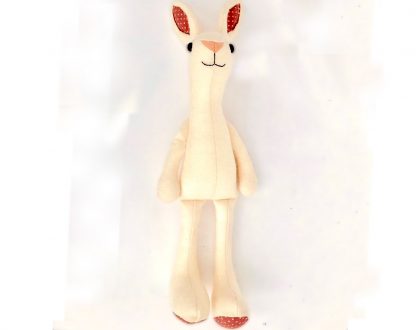 Bunny shaped toy, Jackrabbit Soft Toy sewing pattern by Crafty Kooka. A soft toy pattern made in wool felt, cotton, linen, plush or minky fabrics.