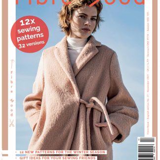 A sewing pattern magazine from Fibre Mood on The Fold Line. A magazine with 12 patterns and 32 style variations for winter, including women’s trousers, skirts, tops, coats, pullovers, dresses, sweaters, blouses and children’s jacket and skirt.