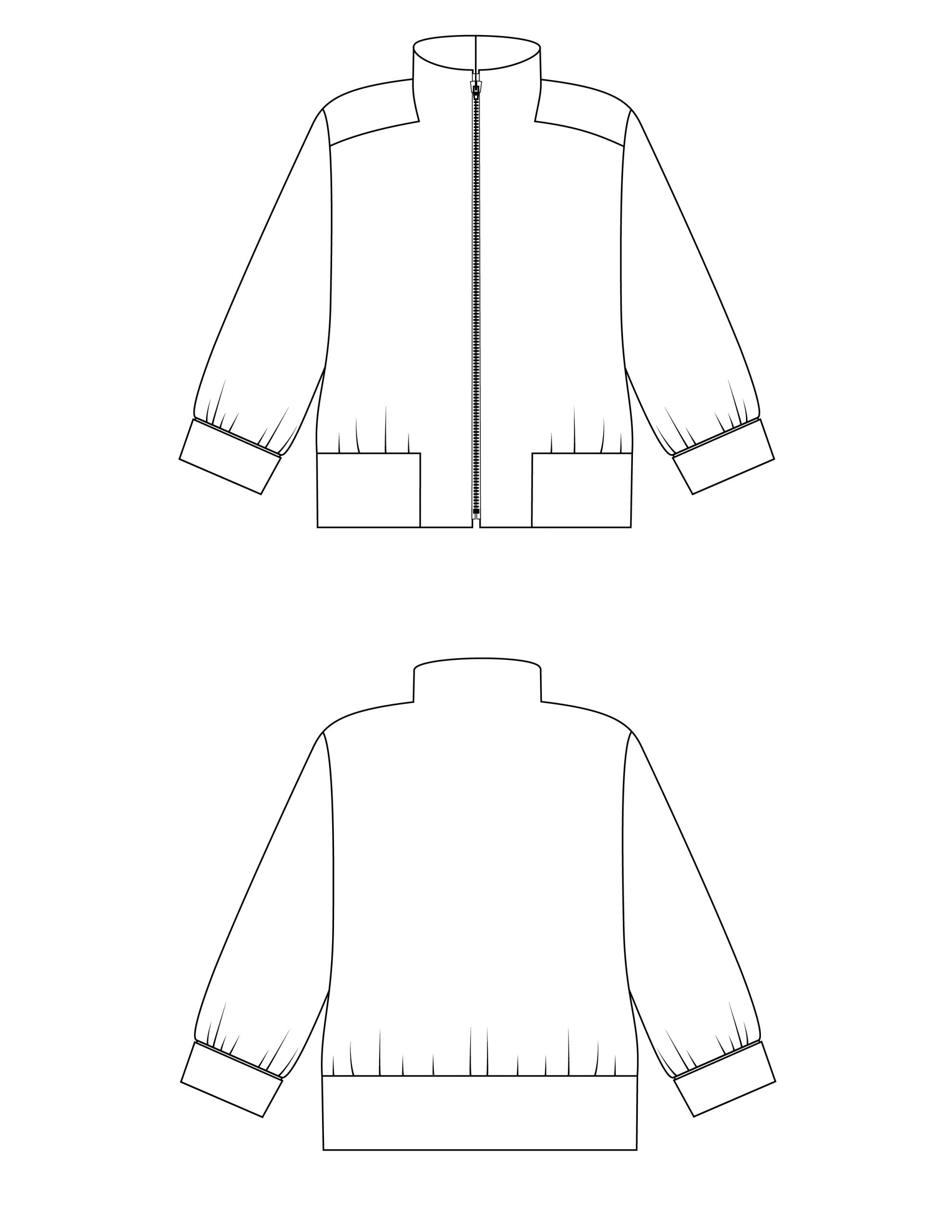 Ladies Bomber Jacket Front and Back Flat Sketch Vector Template by Abdullah  Al Mamun on Dribbble