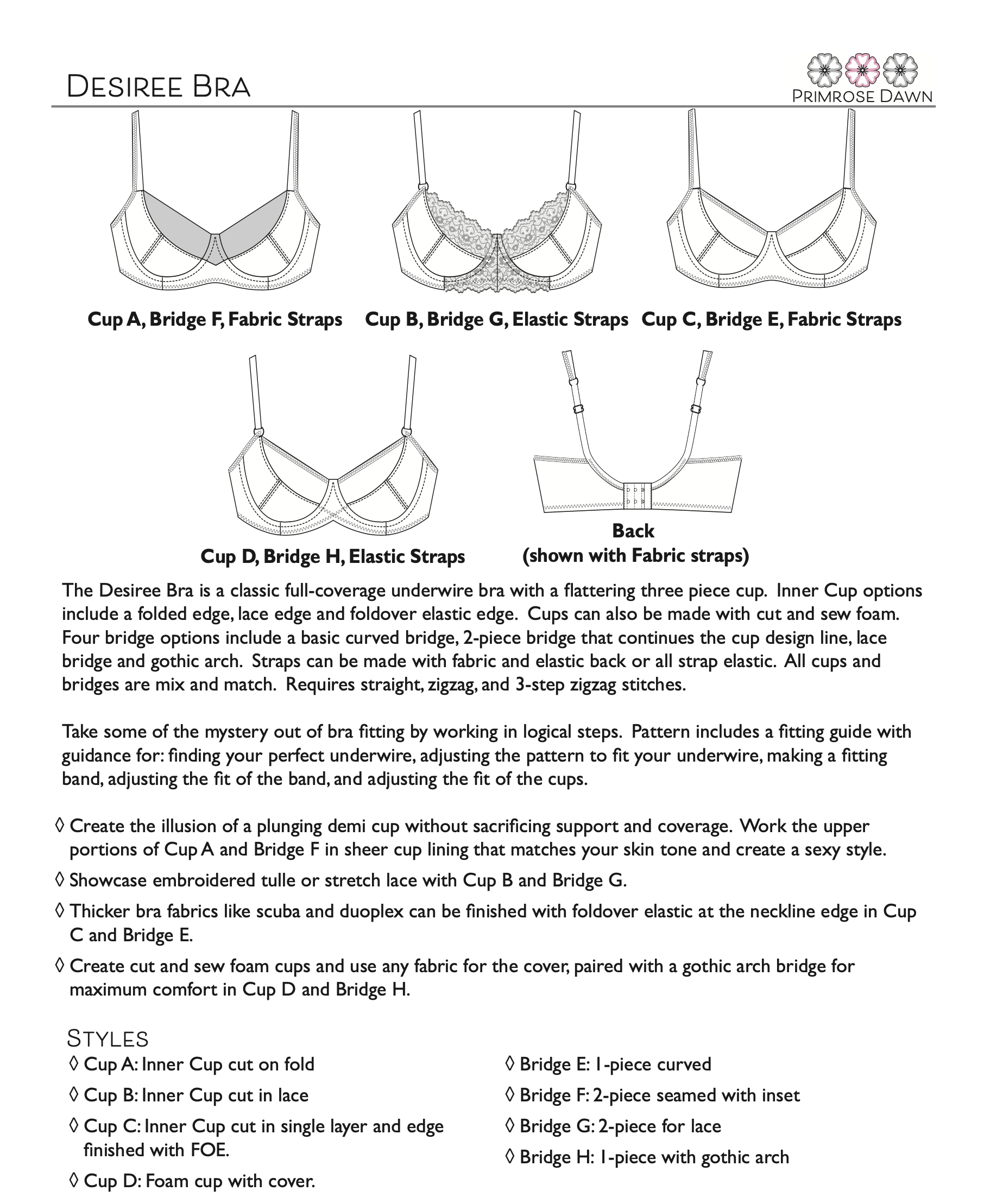 Bra PATTERNS. Bra Sewing PATTERN. Multi Sizes AA, A, B, C, D. Front Close  Beatrice Balconette Bra. Instant Download Pdf Sewing Pattern. -  Canada