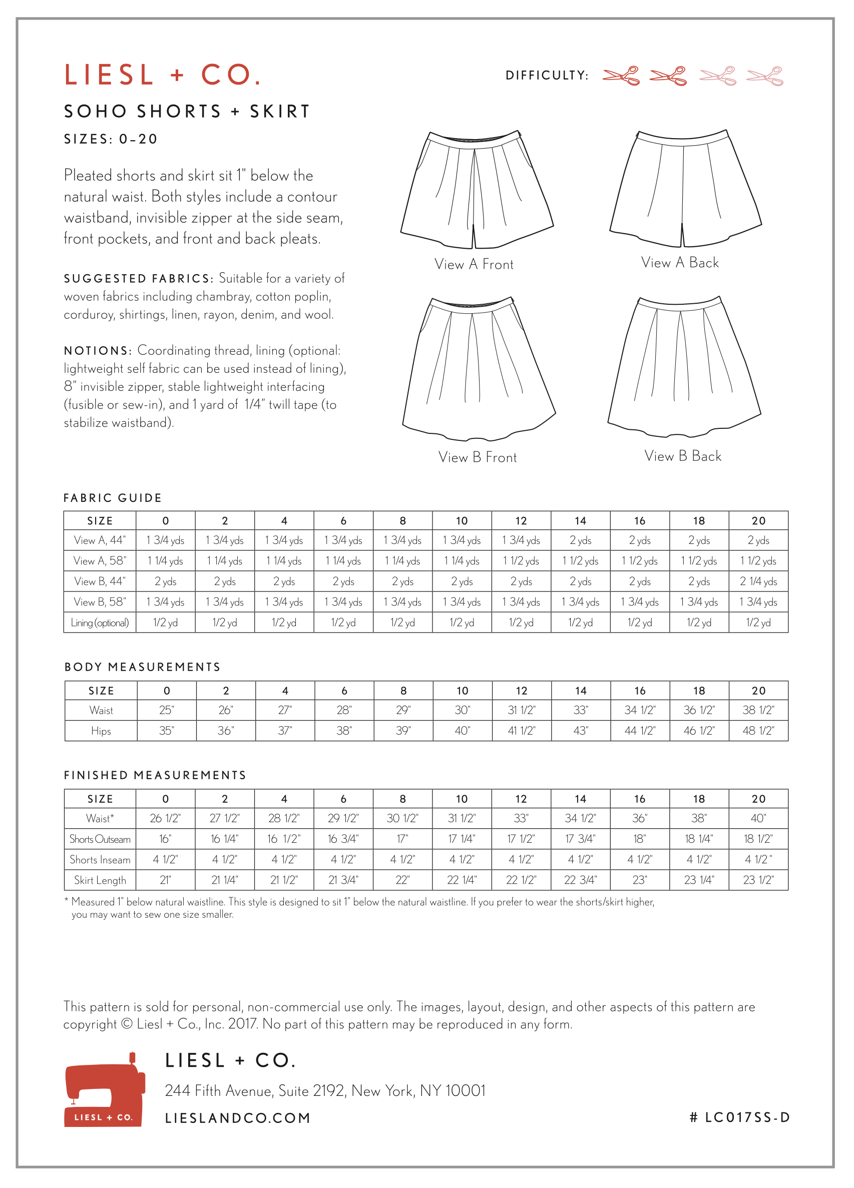 Liesl + Co Soho Shorts and Skirt - The Fold Line